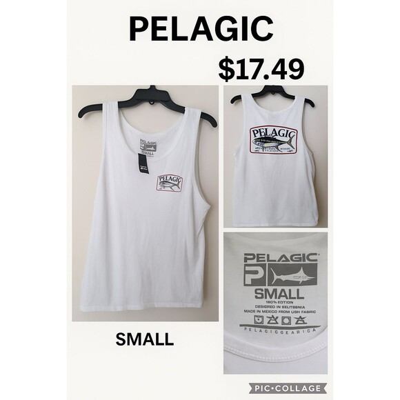 Pelagic Men’s Small Graphic Tank Top Tuna Fish‎ Logo 20 Year Anniversary NWT - Picture 1 of 5
